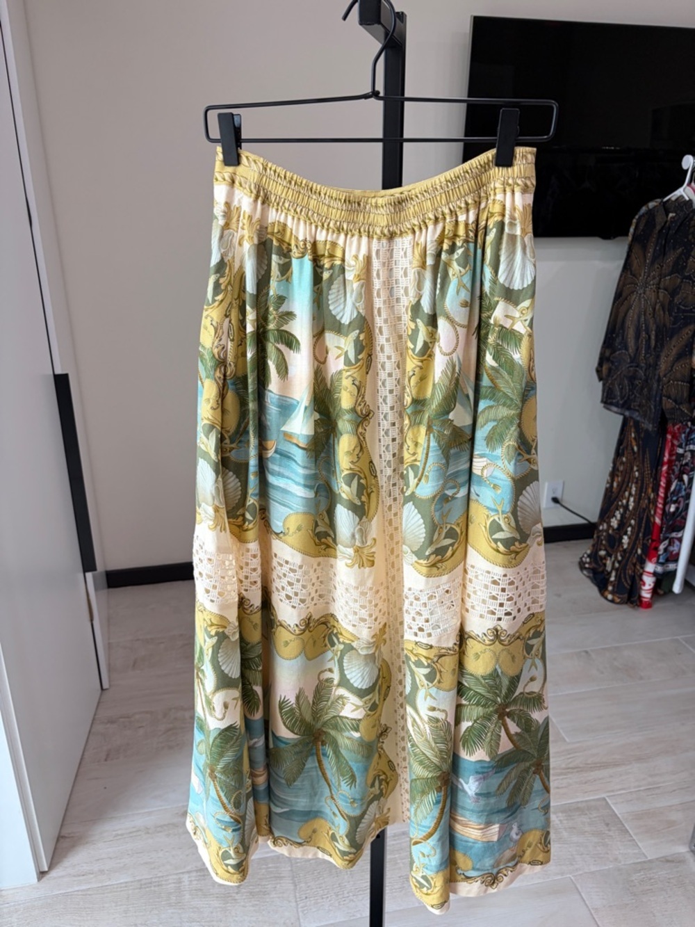 FARM Rio Royal Sea Crochet Trim Midi Skirt - Picture 5 of 15